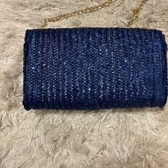 さくらんぼ柄　麦わら　クラッチバッグ　ショルダーバッグの画像
