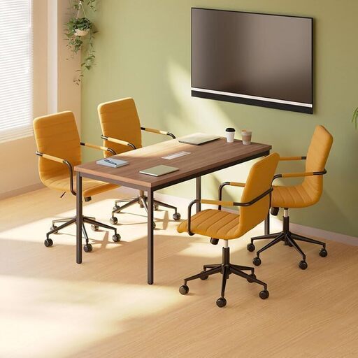 R317 家具・インテリア 美品 オフィス・会議テーブルと椅子6脚セット