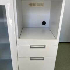 【リサイクルショップ　ピカソ　小松原】幅100 ナフコ ホワイトエナメル キッチン収納 食器棚 キッチンカウンター★3456★の画像