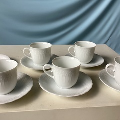 2407-114 HOYA コーヒーカップ　 5客セット、ソーサ...