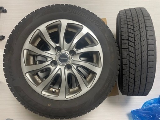 【バリ山】23年製スタッドレスタイヤ 社外アルミ4本セット ブリジストン VRX3 165/65R14