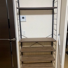 突っ張り壁面収納Nポルダ(幅80cm ミドルブラウン
