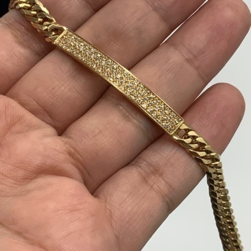 K18 6面ダブル　喜平　ダイヤ　ブレスレット　20.7g IDブレス