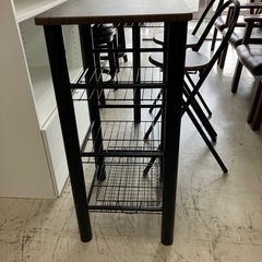 K2407-434 カウンター3点セット 天板汚れあり イス2脚セット バラ売り不可 中古の画像