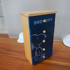 スヌーピー　ミニチュア・ファ二チャーハイチェスト・タイプ（青）家具　ぬいぐるみの画像