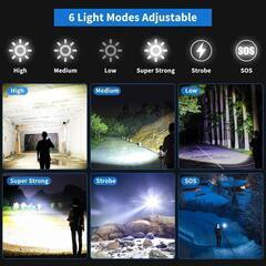 懐中電灯 led 強力 軍用 最強 USB 充電式 フラッシュライト XHP70.2 LED 10000ルーメンの画像