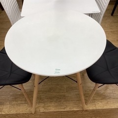 KG-27【新入荷　リサイクル品】ラウンドテーブル3点セット　白×黒