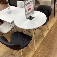 KG-27【新入荷　リサイクル品】ラウンドテーブル3点セット　白×黒
