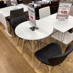 KG-27【新入荷　リサイクル品】ラウンドテーブル3点セット　白×黒