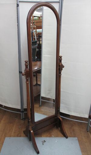 R069 高級 KARIMOKU カリモク コロニアル 姿見 AC7177NK スタンドミラー 自立 Used・美品