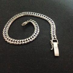 Pt850 プラチナ 850 喜平 6面ダブル IDブレスレット 17.1g 約18.5cm