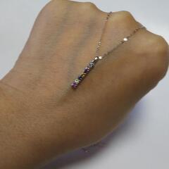 ⭕美品  K18WG ネックレス アミュレット マルチカラー 0.2カラットの画像