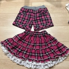 ギンガムチェック　スカート　短パン　110
