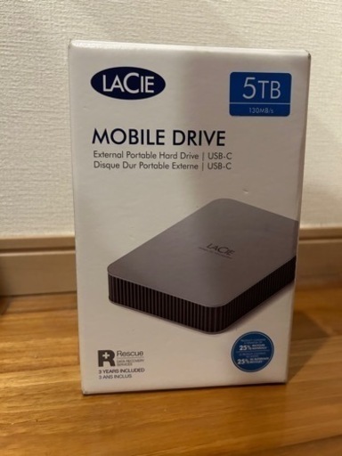 ラシー(LaCie) LaCie 外付けHDD ハードディスク 5TB Mobile Drive Mac/iPad/Windows対応 ムーン・シルバー 3年保証 STLP5000400
