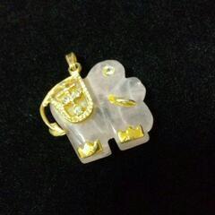 レア❗️縁起物‼️象の天然石ローズクォーツネックレストップ の画像