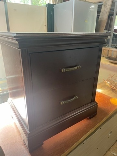 中古 ブラウン ベットサイド 棚 引き出し チェスト
