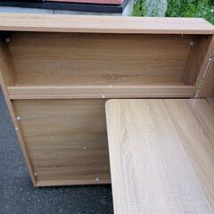 木製■収納デスク キャスター付き 家具 折り畳みデスク 壁面 書斎 テレワーク の画像