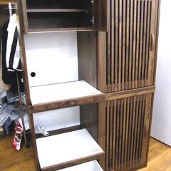 レンジボード 幅117cm キッチンボード ブラウン 和モダン キッチン収納 食器棚 大きめ 大型家具 収納家具 札幌市 厚別区 レンジボード 幅117cm キッチンボード ブラウン 和モダン