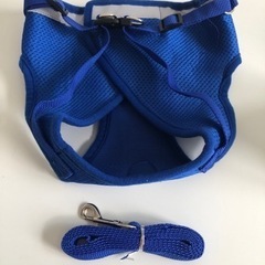 【未使用品】ハーネス リード 2点セット 犬用 猫用 小型犬 中型犬 ペット用品 メッシュ 反射材付きブルーの画像