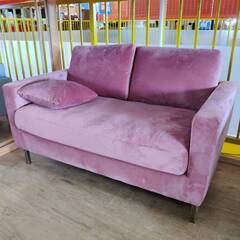 愛品倶楽部柏店】 LOWYA 2Pソファ ピンク ベルベット調
