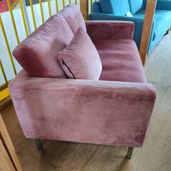 愛品倶楽部柏店】 LOWYA 2Pソファ ピンク ベルベット調