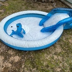 ビニールプール　電動空気入れ、すべり台、アシカシャワー付きの画像