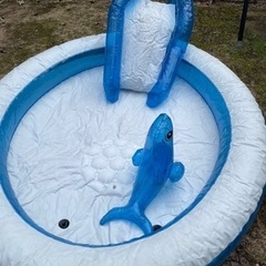 ビニールプール　電動空気入れ、すべり台、アシカシャワー付きの画像