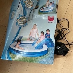 ビニールプール　電動空気入れ、すべり台、アシカシャワー付きの画像