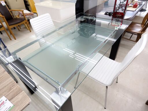 北海道 千歳市/恵庭市 近郊配送 ニトリ ガラス天板 ダイニングセット DTニューヨーク チェア2脚 店頭でのお受渡し大歓迎