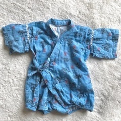 【80cm】夏服セット (デニムカバーオール、男の子水着、甚平、お食事エプロン付き)の画像