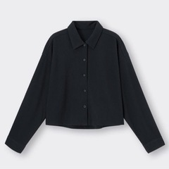 【新品】GU/リブワイドクロップドシャツ/Mサイズ