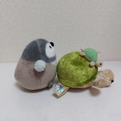 コウテイペンギンと親子カメ　手乗りサイズぬいぐるみの画像