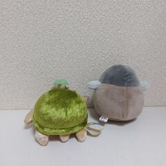 コウテイペンギンと親子カメ　手乗りサイズぬいぐるみの画像