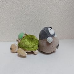 コウテイペンギンと親子カメ　手乗りサイズぬいぐるみの画像