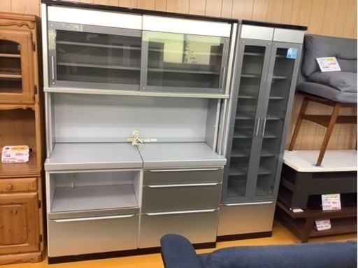 【リサイクルサービス八光】幅141cm　松田家具　大型食器棚