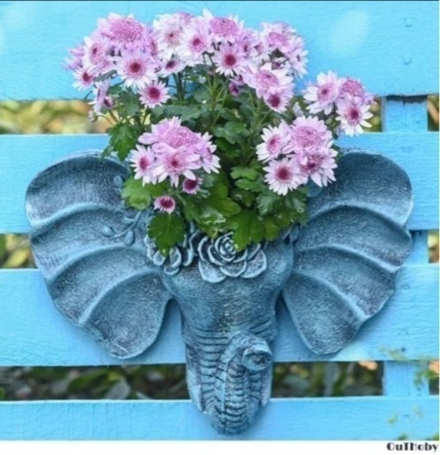 【未使用】ゾウ ブルー アンティーク プランター 多肉植物 盆栽 観葉植物 花 象 ぞう