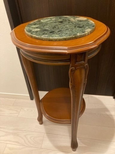 サイドテーブル 大理石 天板 直径39㎝ 高さ73㎝ アンティーク