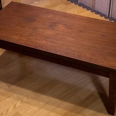 ウォルナットカラー ローテーブル 引き出し付き