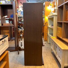 フラップ扉 3段ラック チェスト 棚板付き 本棚 キャビネット 収納 ダークブラウン 茶色 横幅44.2cm奥行35cm高さ129cm★買取帝国 志木店の画像