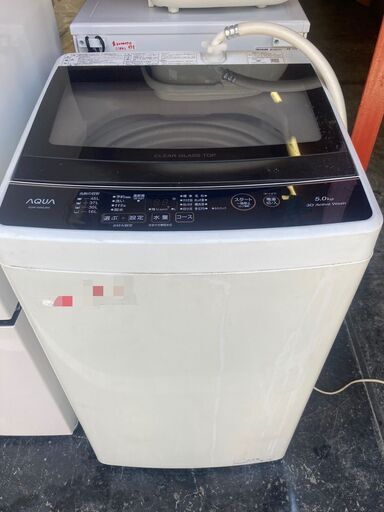 ☆中古￥6,000！AQUA　5.0kg洗濯機　家電　2022年製　AQW-G5MJ型　幅53㎝ｘ奥行50㎝ｘ高さ89㎝　【BG130】
