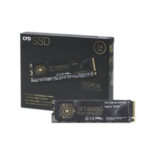 【新品・未開封】CSSD-M2L1KSFT4KG | CFD SFT4000G シリーズ PS5®やPCのアップグレード向け Read最大4400MB/s M.2-2280 NVMe接続 極薄ヒートシンク付き SSD 1TB CSSD-M2L1KSFT4KG