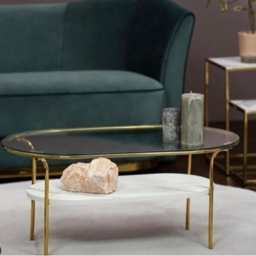 Francfrancフランフラン テーブルゴールドxマーブル（W950）大理石