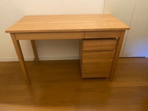 無印良品 デスク タモ材 （引出付）