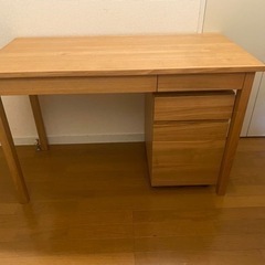 無印良品 デスク タモ材 （引出付）