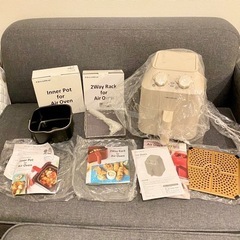 【新品未使用】【定価15,400円】ノンフライヤー 家庭用 電気フライヤー レシピ付レコルト エアーオーブン  本体+オプション 2点セット  recolte Air Oven [RAO-1]  ノンオイル オーブン ヘルシー 揚げ物 からあげ グリル ローストの画像