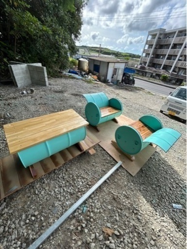 ドラム缶　イス　テーブル