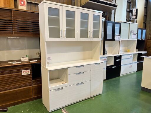 【愛品館八千代店】ニトリ　4枚扉キッチンボード　DAHLIA-140KB-WH