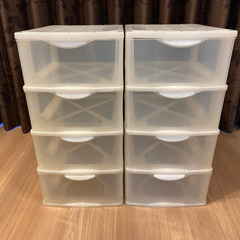 プラスチック収納ケース　A4サイズ4段（深4）x2