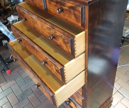 北海道家具 world furniture キャロル 7段チェスト 民芸調箪笥 タンス 衣類収納 昭和レトロ 札幌市東区 新道東店