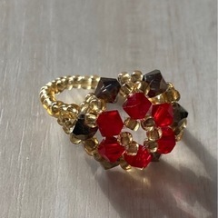 ハンドメイド　ビーズ　リング